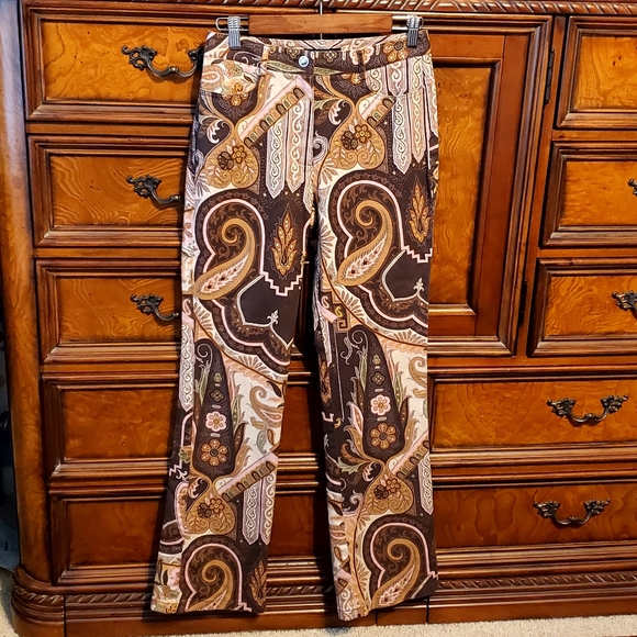 ETCETERA brown paisley jeans size 4 - Picture 5 of 6